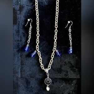 Handmade Antiqued Silvertone Gothic Style Necklace & Earrings